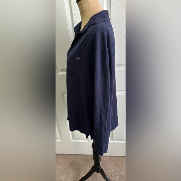 Vineyard Vines Classic Navy Long Sleeve Collared Tee - Picture 2 of 4